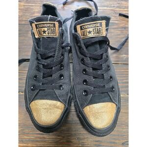 Converse Chuck‎ Taylor All Star Black Gold Glitter Toe Low Top Sneakers 6.5